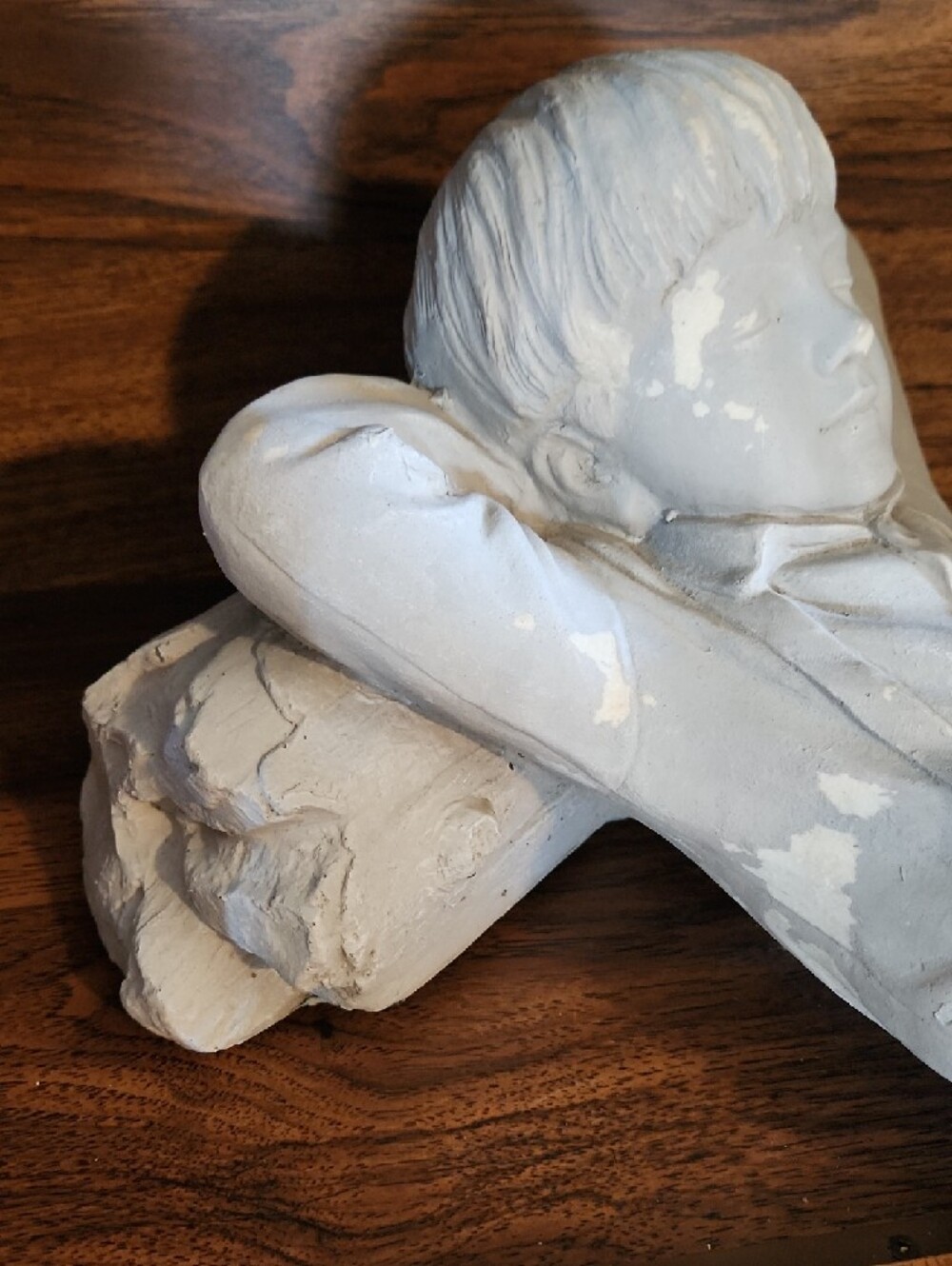 Gray Distressed Reclining Boy Garden Figurine - Picture 2 of 10